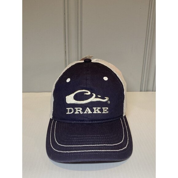Drake Waterfowl Men's Trucker Hat Mesh Adjustable Navy Blue NWT - Picture 1 of 7